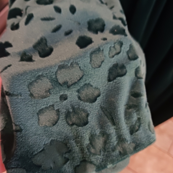 Vintage Women Velour Nightgown Robe Studio 36 Green Floral - Picture 6 of 6